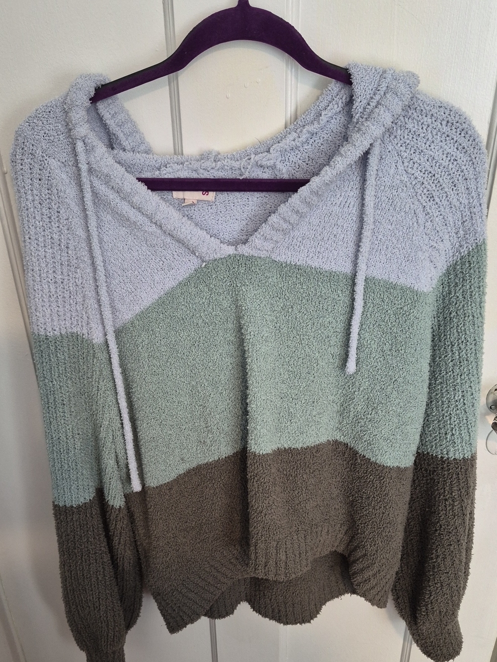 SO Colorblock Hooded Sweater - Light Blue, Mint & Brown
